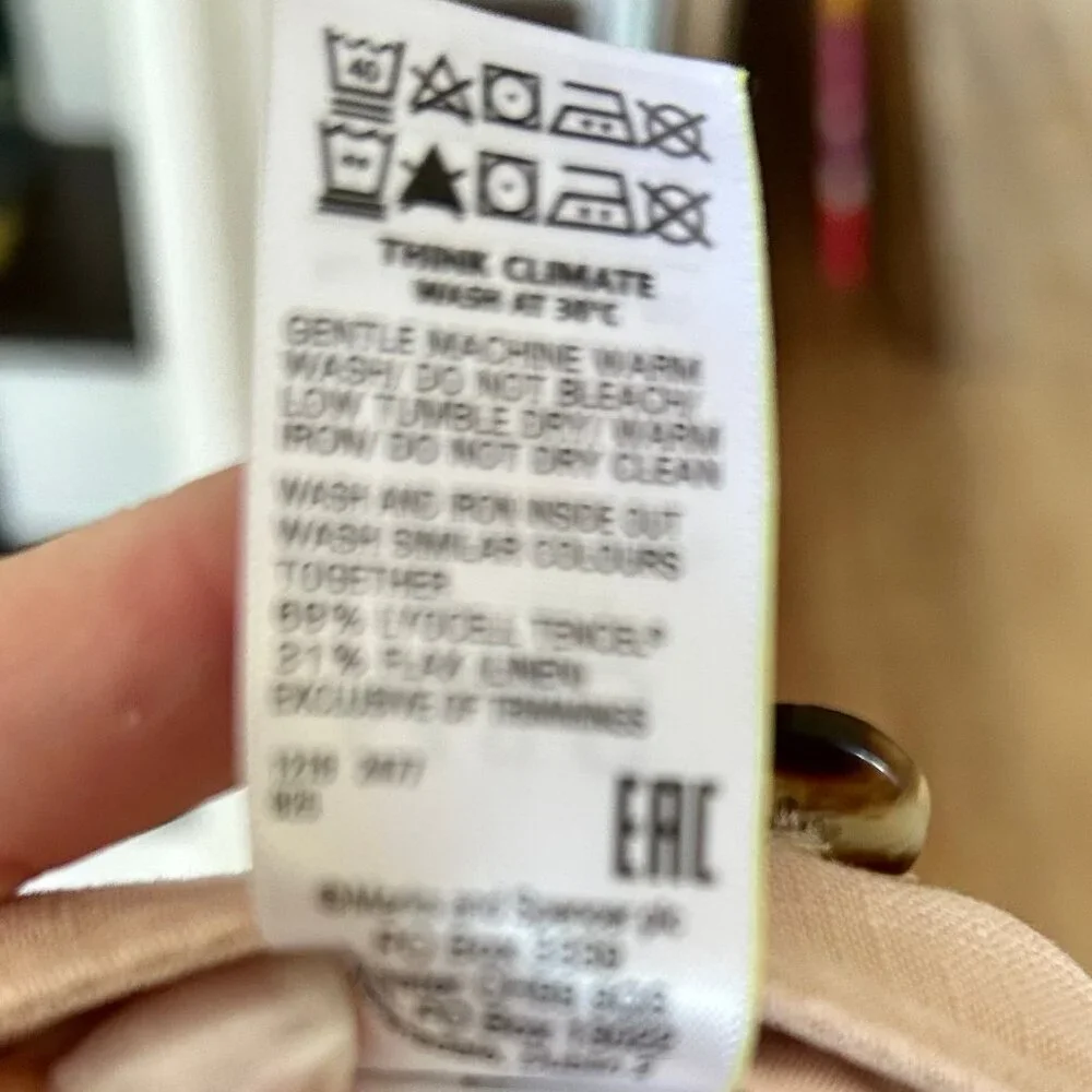 Per Una Linen Lyocell Blend Pleated Apricot Relaxed Pants Pockets Size 4 (US) - Picture 10 of 11